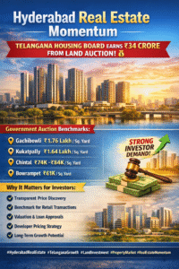 Telangana Housing Board land auction in Hyderabad setting square yard price benchmarks in Gachibowli, Kukatpally, Chintal and Bowrampet
