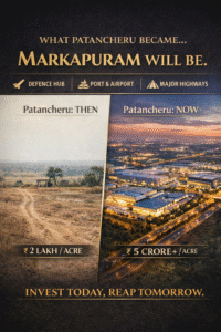 Patancheru Then vs Now Comparison Showing Markapuram as Next High-Growth Land Investment Destination Near Emerging Industrial Corridors