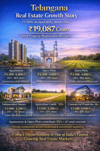Telangana Real Estate Boom 2025–26: ₹19,087 Cr Property Registration Growth